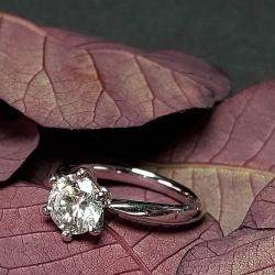 Pre Owned 1.00 cts Round Lab Grown Diamond 18k White Gold Ring Size 7