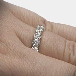 Pre Owned 1.50 cts Round Cut Lab Grown Diamond 18k White Gold Wedding Band Size 6