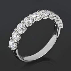 Pre Owned 1.50 cts Round Cut Lab Grown Diamond 18k White Gold Wedding Band Size 7