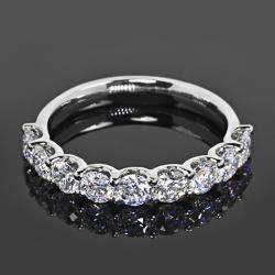 Pre Owned 1.50 cts Round Cut Lab Grown Diamond 18k White Gold Wedding Band Size 7