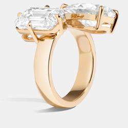 مملوكة مسبقًا خاتم ألماس مصنع في المختبر بوزن 2.25 قيراط بقطع إغراصة من الذهب الأصفر عيار 18 تو إي موى للزفاف بمقاس 52.