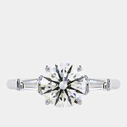 Pre Owned 1.9 cts Round Lab Grown Diamond 18k White Gold Engagement Ring Size 52
