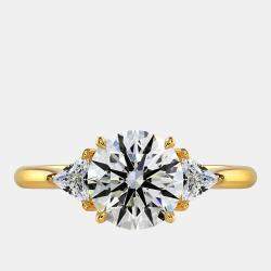 Pre Owned خاتم ألماس دائري مصنوع في المختبر بوزن 2 قيراط ذهب أصفر عيار 18 حجم 52