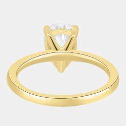 Pre Owned خاتم ألماس مصنع كمثري بوزن 1.5 قيراط من الذهب الأصفر عيار 18 بحجم 52.