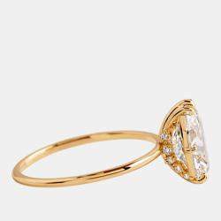 Pre Owned خاتم زفاف ألماس مصنع في المختبر بوزن 2.2 قيراط بقطع بيضاوي ذهب أصفر عيار 18 مقاس 52