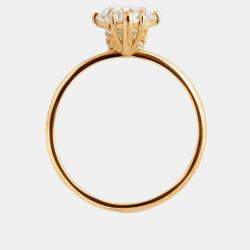 Pre Owned خاتم زفاف ألماس مصنع في المختبر بوزن 2.2 قيراط بقطع بيضاوي ذهب أصفر عيار 18 مقاس 52