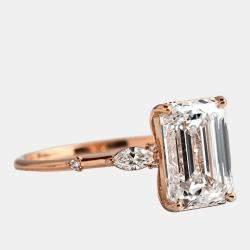 Pre Owned 2.7 cts Lab Grown Emerald Diamond 18k Rose Gold Ring Size 7