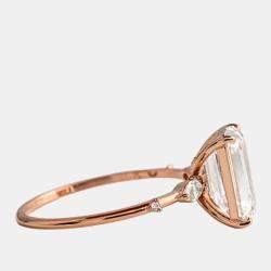 Pre Owned 2.7 cts Lab Grown Emerald Diamond 18k Rose Gold Ring Size 7