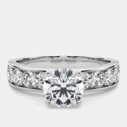 مملوكة مسبقًا 1.8 cts Round Lab Grown Diamond 18k White Gold Engagement Ring Size 52