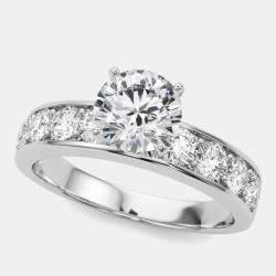 مملوكة مسبقًا 1.8 cts Round Lab Grown Diamond 18k White Gold Engagement Ring Size 52