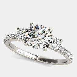 Pre Owned 1.4 cts Round Lab Grown Diamond 18k White Gold Wedding Ring Size 52