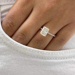 Pre Owned 2.5 cts Radiant Lab Grown Diamond 18k Rose Gold Engagement Ring Size 52