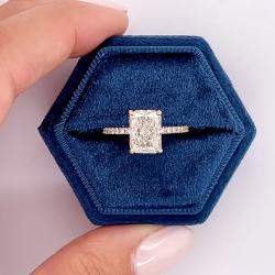 Pre Owned 2.5 cts Radiant Lab Grown Diamond 18k Rose Gold Engagement Ring Size 52