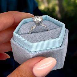 Pre Owned 2.8 cts Round Lab Grown Diamond 18k White Gold Engagement Ring Size 52