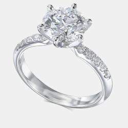 Pre Owned 2.8 cts Round Lab Grown Diamond 18k White Gold Engagement Ring Size 52