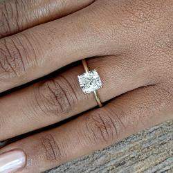 Pre Owned 1.5 cts Cushion Lab Grown Diamond 18k Yellow Gold Wedding Ring Size 52