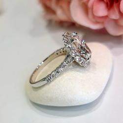 Pre Owned 4.38 cts Oval Lab Grown Diamond 18k White Gold Engagement Ring Size 52