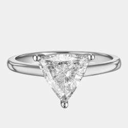 Pre Owned 1.5 cts Triangle Lab Grown Diamond 18k White Gold Wedding Ring Size 52