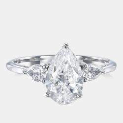 مملوكة مسبقًا 1.8 cts Pear Cut Lab Grown Diamond 18k White Gold Ring Size 8