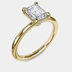 Pre Owned 2.7 cts Lab Grown Emerald Diamond 18k Yellow Gold Ring Set