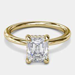 Pre Owned 2.7 cts Lab Grown Emerald Diamond 18k Yellow Gold Ring Set