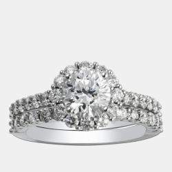 مملوكة مسبقًا 2.2 cts Round Lab Grown Diamond 18k White Gold Wedding Ring Set