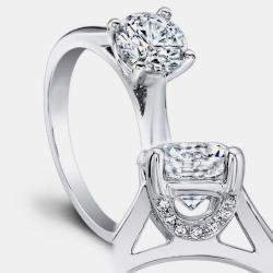 Pre Owned 1.72 cts Round Lab Grown Diamond 18k White Gold Ring Set Size 7