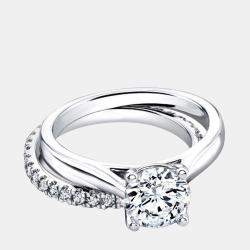 Pre Owned 1.72 cts Round Lab Grown Diamond 18k White Gold Ring Set Size 7