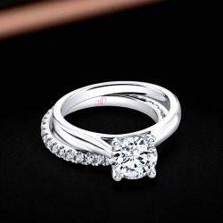Pre Owned 1.72 cts Round Lab Grown Diamond 18k White Gold Ring Set Size 7