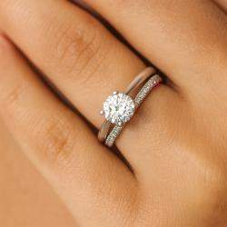 Pre Owned 1.72 cts Round Lab Grown Diamond 18k White Gold Ring Set Size 8