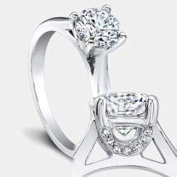 Pre Owned 1.72 cts Round Lab Grown Diamond 18k White Gold Ring Set Size 8