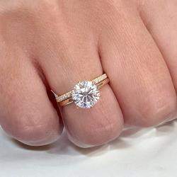 Pre Owned 1.71 cts Round Lab Grown Diamond 18k Yellow Gold Rings Set