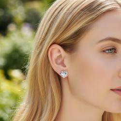 Pre Owned 10 cts Heart Lab Grown Diamonds 18k White Gold Earrings