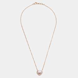 Pre Owned قلادة ذهب وردي عيار 18 وماسات مختبرية دائرية وقلبية وردية (حوالي 3.8 قيراط)