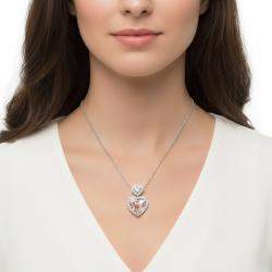 Pre Owned 9 cts Heart, Round Lab Grown Diamonds 18k White Gold Necklace