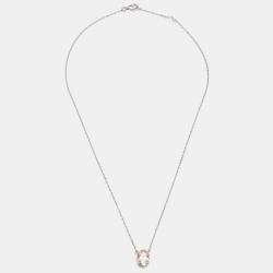 Pre Owned 2 cts Oval Lab Grown Diamonds 18k White Gold Pendant Necklace