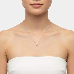 Pre Owned 2 cts Oval Lab Grown Diamonds 18k White Gold Pendant Necklace