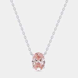 Pre Owned 2 cts Oval Lab Grown Diamonds 18k White Gold Pendant Necklace