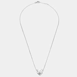 Pre Owned 9 cts Heart Lab Grown Diamonds 18k White Gold Necklace