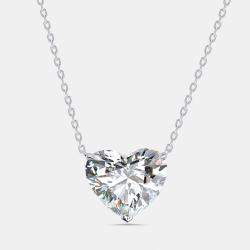 Pre Owned 9 cts Heart Lab Grown Diamonds 18k White Gold Necklace
