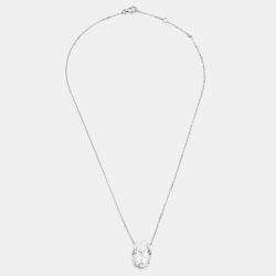 Pre Owned 10 cts Oval Lab Grown Diamonds 18k White Gold Necklace