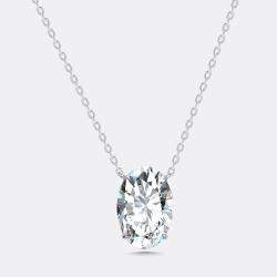 Pre Owned 10 cts Oval Lab Grown Diamonds 18k White Gold Necklace