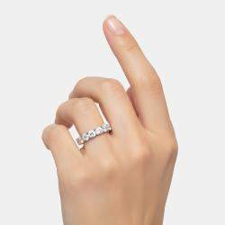 Pre Owned 7.2 cts Round Lab Grown Diamonds 18k White Gold Ring Size 53