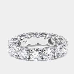 Pre Owned 7.2 cts Round Lab Grown Diamonds 18k White Gold Ring Size 53