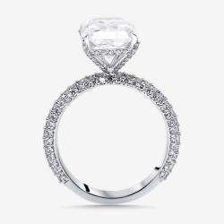 Pre Owned خاتم ألماس مصنع في المختبر بوزن 4.9 قيراط بقطع مشع مع دائري من الذهب الأبيض عيار 18 بحجم 51.