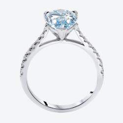 Pre Owned 3.2 cts Pear, Round Lab Grown Diamonds 18k White Gold Ring Size 54