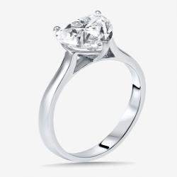 مملوكة مسبقًا 3 cts Heart Lab Grown Diamonds 14k White Gold Ring Size 54