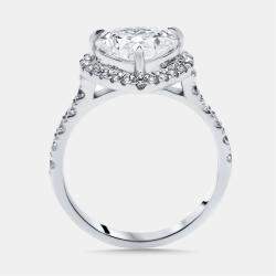 Pre Owned 2.5 cts Heart, Round Lab Grown Diamonds 14k White Gold Ring Size 52