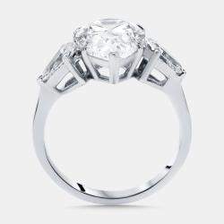 Pre Owned 8 cts Pear Lab Grown Diamonds 18k White Gold Ring Size 52