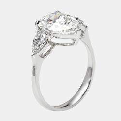 مملوكة مسبقًا خاتم ألماس مصنع في المختبر بوزن 3.4 قيراط بقطع إجاصة مصنوع من الذهب الأبيض عيار 18 بمقاس 54.